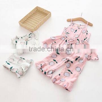 Wholesae Cotton Soft Flower Printing Tops and Pants Set Baby Girl Summer Set