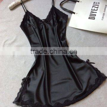 Sleep 16 ms Summer Emulation Silk Condole Belt Skirt Sexy V-neck Spinning Silk Pajamas Leisurewear Wholesale Agents photo-3