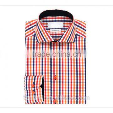 Hot sale 100%cotton spread collar bright color checkered shirt for men