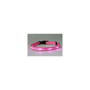 Comfortable Pink LED Flashing Pet Collar Safety Necklace / Light Up Collars For Dogs