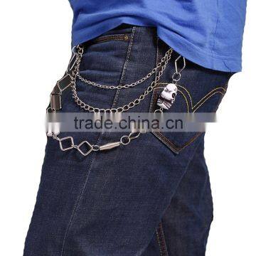 Punk Rock 3 Line Skull Link Biker Keychain Key Jean Wallet Chain