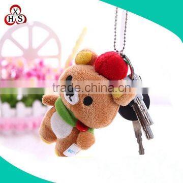 2016 cutsom christmas plush key chain / stuffed bear key chain decoration