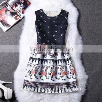 Girl Amazing Flower Printed Princess Holiday Dress/ Girl Sleeveless Knee Length Princess Dress/new Design Girl Printed Dress photo-4