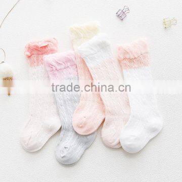B40728A Low MOQ 0-3 year knee length knitted kids girls mesh stockings
