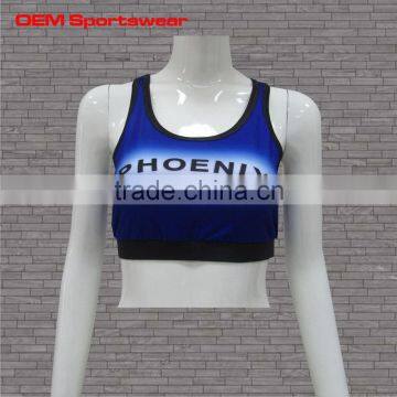 Navy blue custom design youth cheerleader sports bra