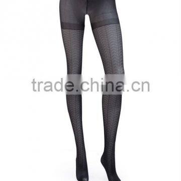 Latest Design Promotion Present Elegant Sexy Retro High Waist Seamless Jacquard with Wave Pattern For Woman Black Tights