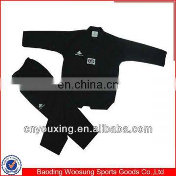 high quality ribbed fabric black taekwondo dobok