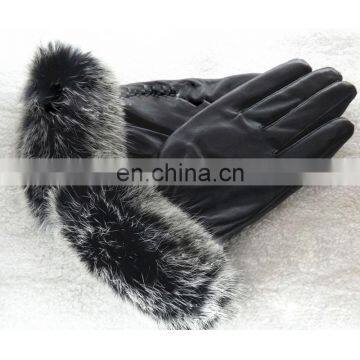 Stock wholesale sheep fur gloves with rabbit fur for winter warm