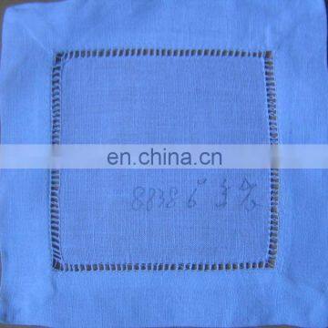 hemstitched high quality linen cocktail napkin in white color for wedding