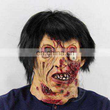 Walking dead zombie latex halloween horror mask with scars