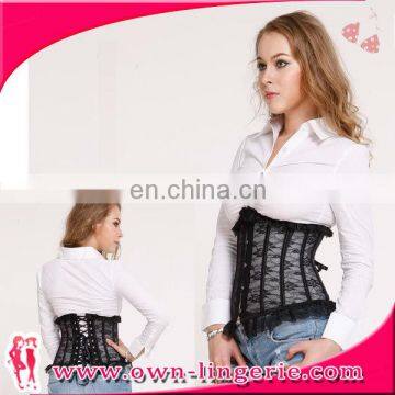 woman body shaper lace mesh waist trainer cincher corset sexy black waist corset