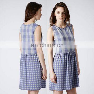 Fashionable Hot Sale Sleeveless Summer Woman Plaid Dress