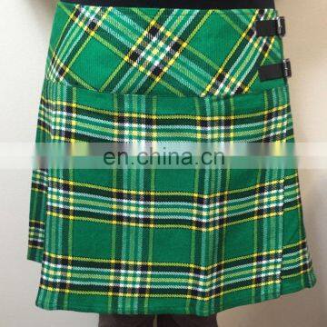 Ladies Girls Women Irish National Tartan Pleated Mini Billi Skirt