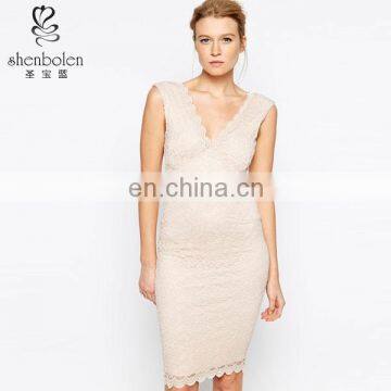 2015 Plus size women clothing close cut bodycon fit white lace knee length dress