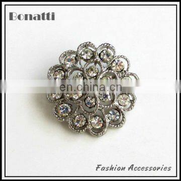 new round flower rhinestone brooch for bridesmaid