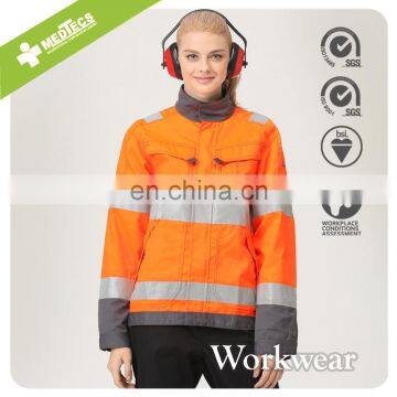 Orange High Vis Customized Safety Work Jacket for construction