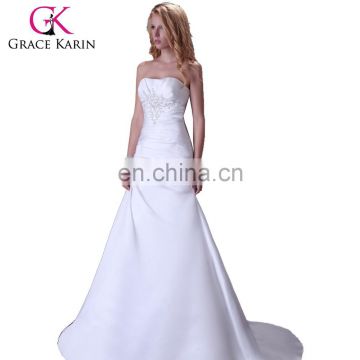 Grace Karin Ladies Sexy Wedding dress Strapless White Bridal Dresses CL3555