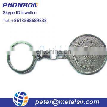 wholesale reusable shopping cart trolley coin keychain, Canadian custom supermarket token coin key holder for promotion