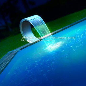 swimming pool spa pool stainless steel waterfall faucet with light