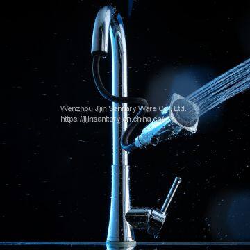 New Dish Basin Sink Touch Induction Kitchen Pull Type Faucet Copper Cold Hot Water Tap photo-3