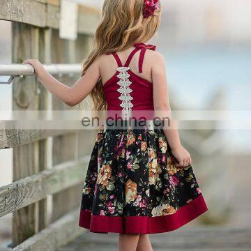 2019 summer girls flower print strap party tutu princess dress baby girl princess dresses 1-5Y