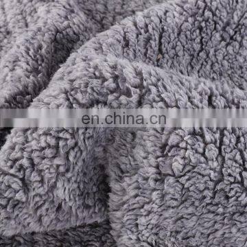 Wholesale High Quality Gray Plain Color Printed Fluffy Plush 100%Sherpa Blanket Sherpa Fleece Throw Blanket photo-4
