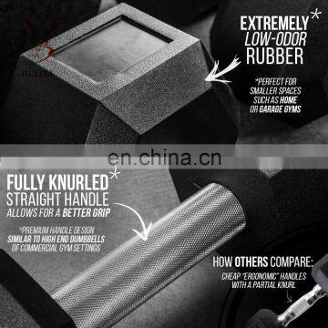 Rubber Hex Dumbbells Fully Knurled Handle photo-5