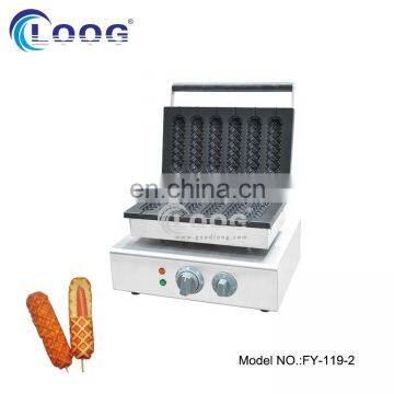 China Supplier Commercial Waffle Stick Machine Non-stick 6 Pcs Crispy Waffle Dog Maker