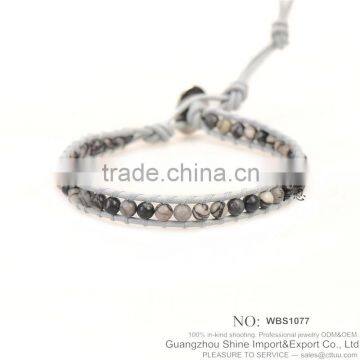 Latest men circle beads single bracelet men leather design bracelet XE09-0103