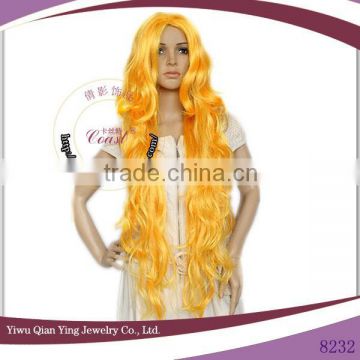 factory offer long cute orange curly cosplay hair wig for children