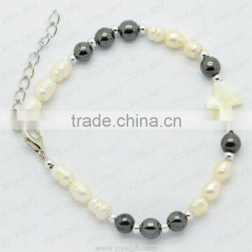 Fresh Water Pearl Anklet with MOP Cross