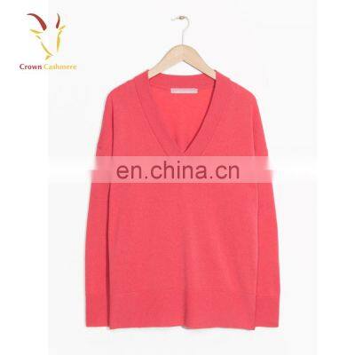 Женский сексуальный свитер из cashmere с глубокой V-образной вырезкой, розовый цвет photo-3