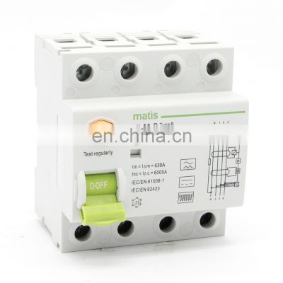 High quality RCD type B single pole 30ma type B 4p earth leakage circuit breaker residual current device breaker