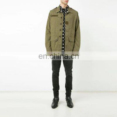 OEM Outdoor autumn Regular Sleeve  Men's Cotton Jackets Custom Logo green jacket