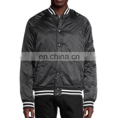 new arriving and design custom handsome windproof  satin baseball jacket for men