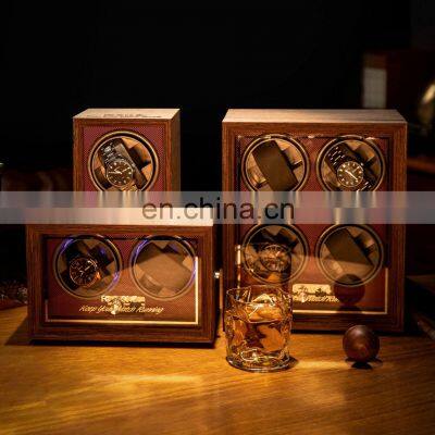 New Custom Logo high gloss wood watch Luxury Case Custom Auto Rotating Winder Wood Watch Box