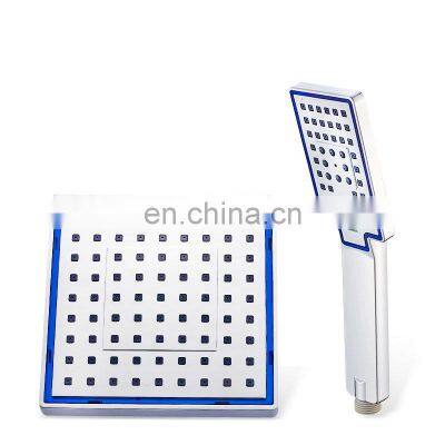 Multifunctional 3 Color High Quality Chrome 8 Inches ABS Plastic Square Bathroom Top Rain Overhead Shower Hand Shower Sets photo-2