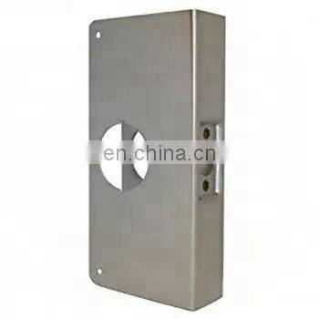 Satin Steel Wrap-Around Door Reinforcement Plate for Cylindrical Door Locks with 55.5mm Hole