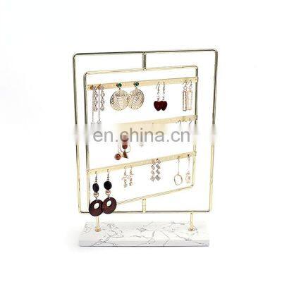 Popular Design Jewelry Store Marble Tray Metal Rolling Rack Wholesale In Woodj Stone Display Stand