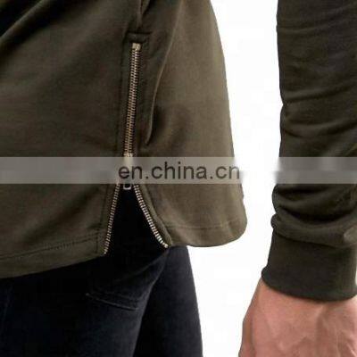 Wholesale 2021 New Great Design High Quality 100% Cotton Custom Man Pullover Plain Side Zipper Hoodie With Your Own Logo photo-4