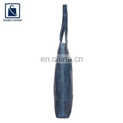 Vintage Style Good Quality Silver Antique Fitting Elegant Look Women Genuine Leather Shopper Shopping Bag for Sale