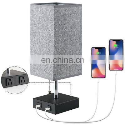 2022 Bedroom Bedside Lamp With Usb Port Modern 3-Way Dimmable Touch Square Desk Lamp Study Night Light Bedside Table Light