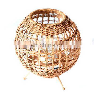 Rattan Chandelier Handmade Woven White Small Natural Rattan Rattan Lamp Shade photo-5