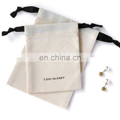 Hot Seller 100% Eco-friendly Natural Color Cotton Packing Gift Thick Jewelry Pouch Drawstring Blank Custom Logo Bag Canvas photo-4