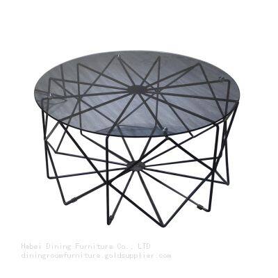 Round Glass Top with Metal Iron Base Table DT-G20