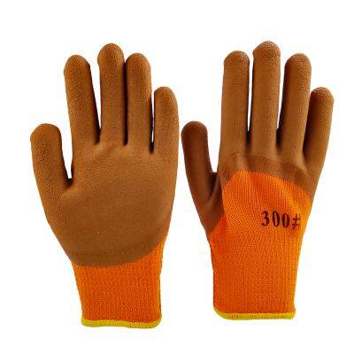 thicked polyester knitted foamed latex palm and fingers coated safety work gloves