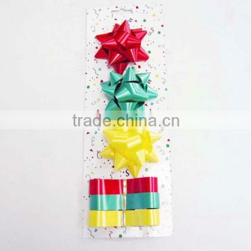 Colorful poly gross plastic star ribbon bow and wrapping roll for gifts packing or decorative party,holiday,festive