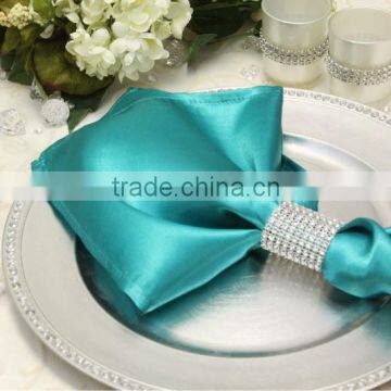 Hot sale, Polyester satin napkin with ring for wedding, jade color