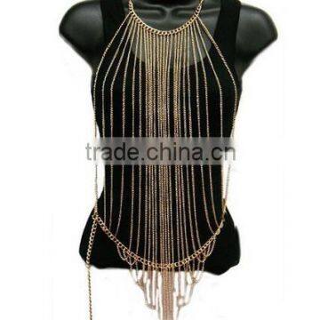 Ladies Goldtone Vertically Layered Body Chain