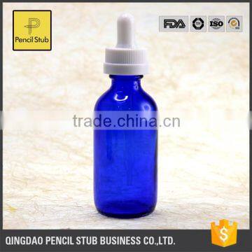 wholesale glass bottles blue 60ml 30ml frosted glass bottle with dropper with childproof evident cap clear glass bottle
